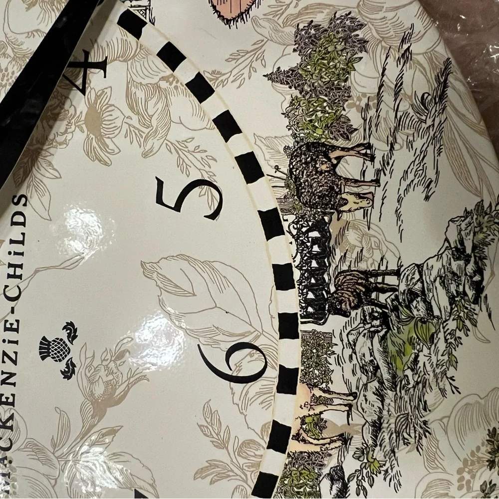 Large MacKenzie-Childs Country Farm Cottage Scenic Cream and Black Wall Clock